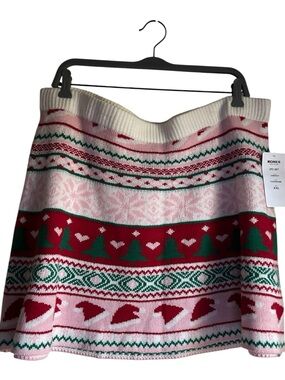 Born Famous Size XXL Pink, Red & Green Festive Knit Sweater Skirt